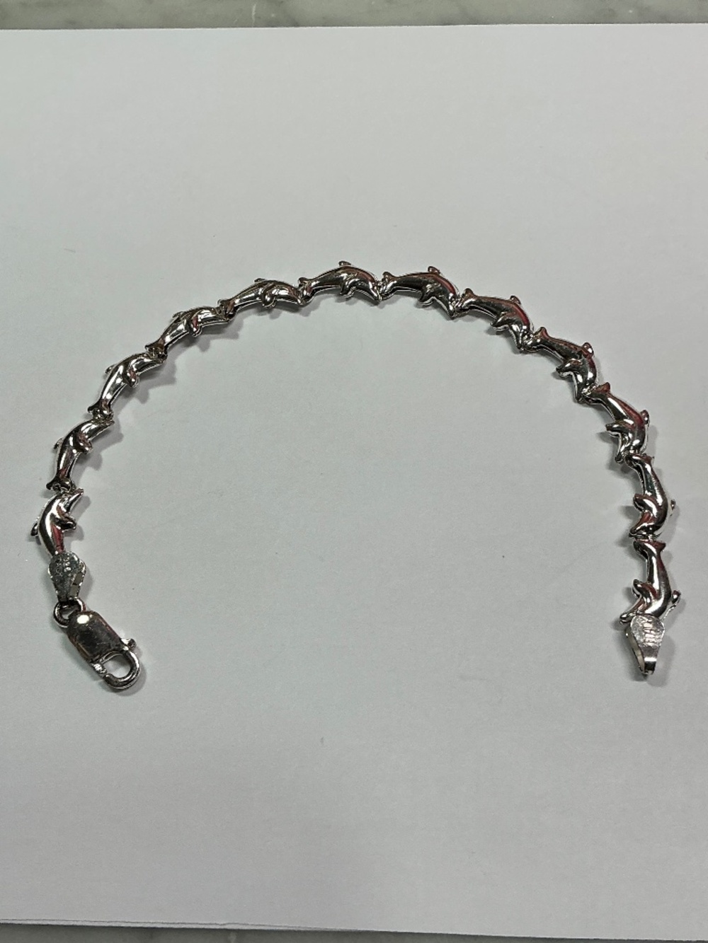 FAS Sterling Silver Dolphins 🐬 Link Bracelet. 7.25 inches long